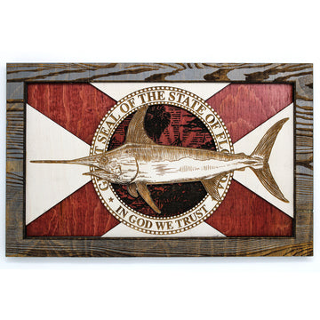 Wall Art - Swordfish Florida Flag 3D Wood Art