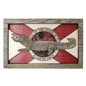 Wall Art - Alligator Florida Flag 3D Wood Art
