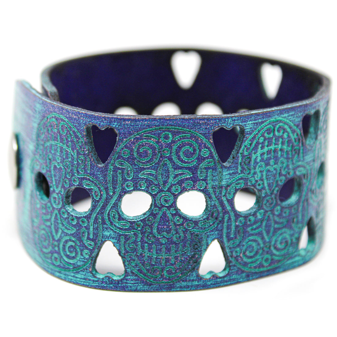 Pulsera de Cuero Mujer - Calaveras de Azúcar