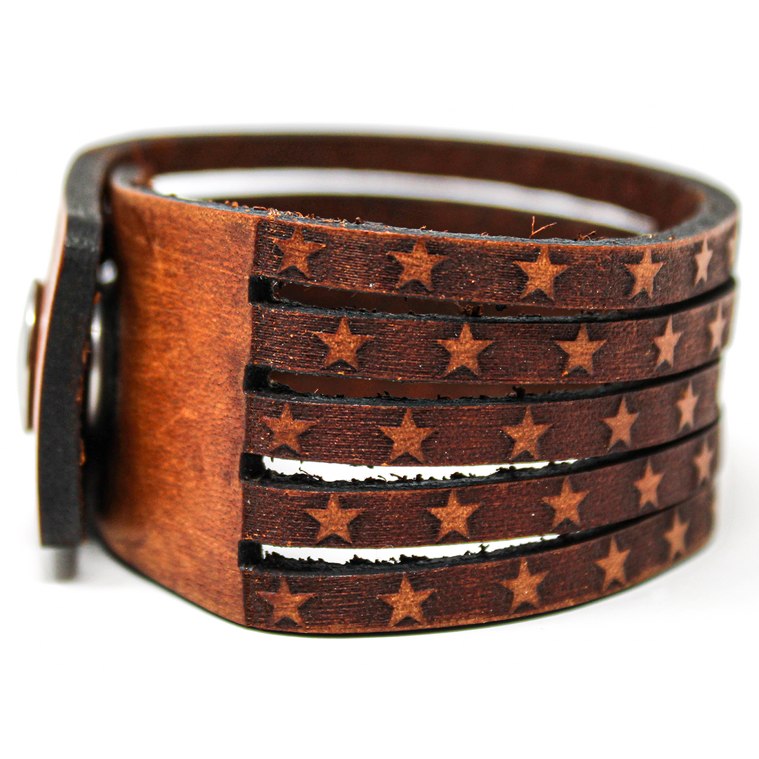 Brazalete de cuero unisex - Rebanada de bandera americana