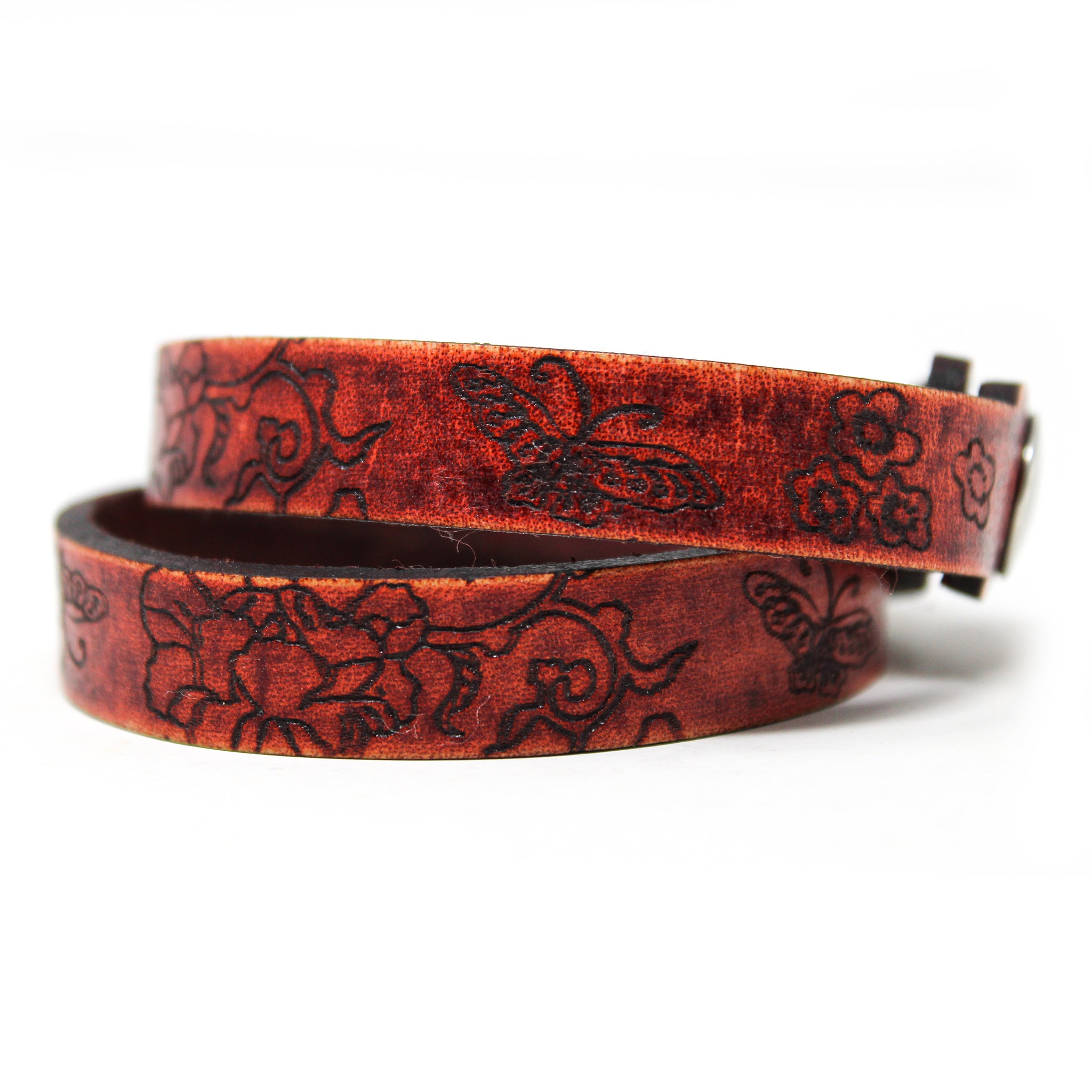 Women's Leather Wrap - Flowers and Butterflies