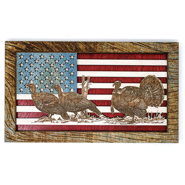 Wall Art - Turkey American Flag 3D Wood Art