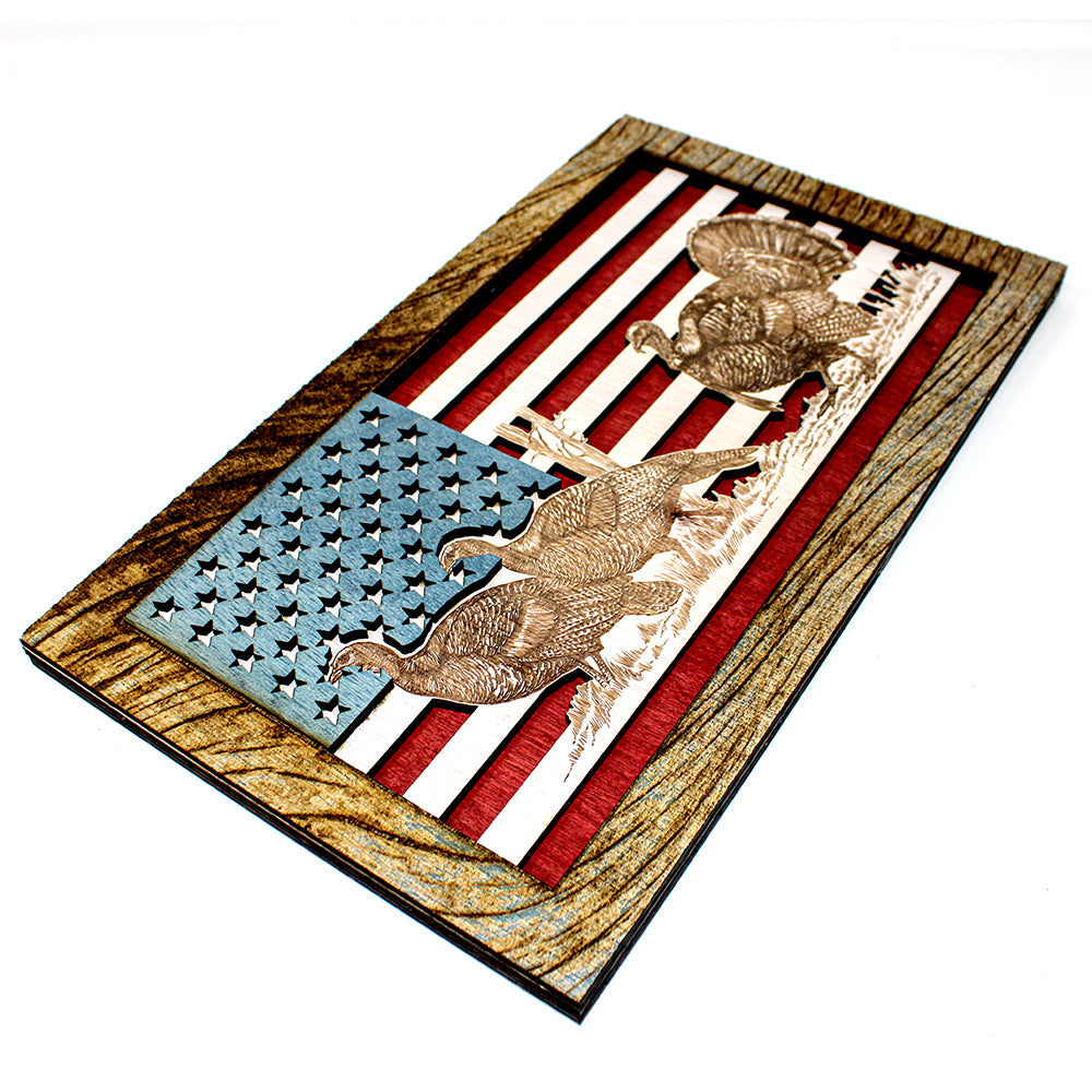 Wall Art - Turkey American Flag 3D Wood Art
