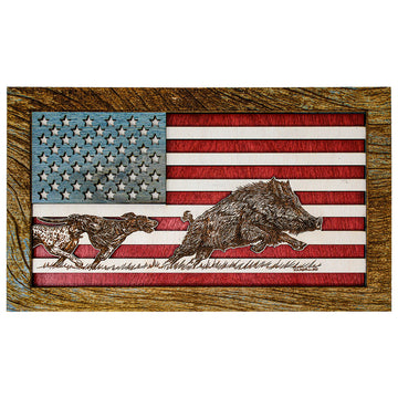 Arte de la pared - Arte de madera 3D de la bandera americana de codorniz