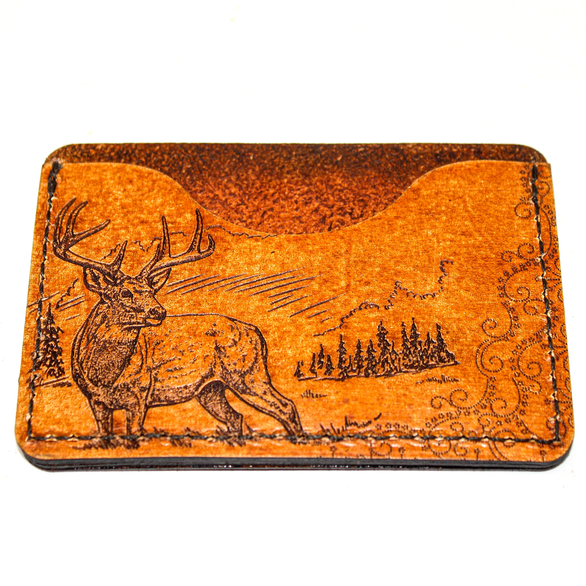 Leather Card Holder Wallet -  Whitetail Glance