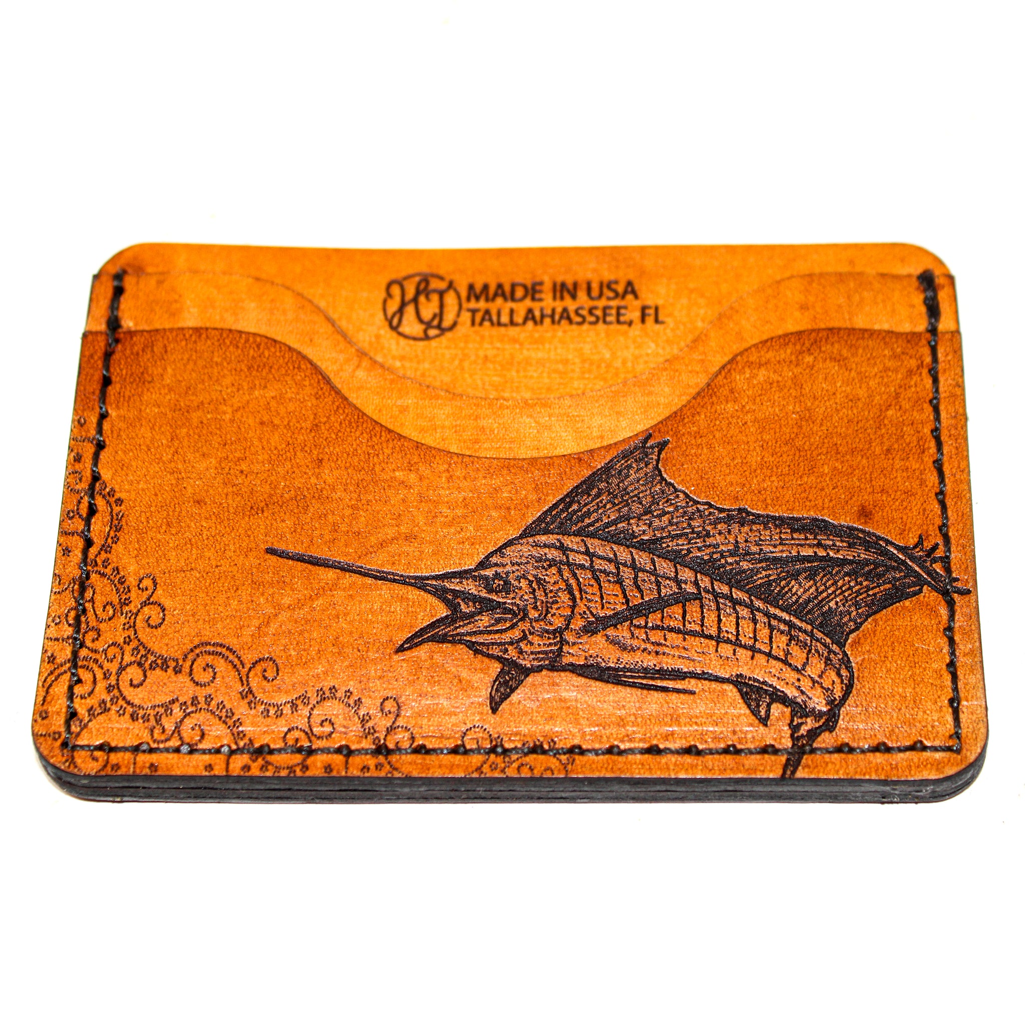 Leather Card Holder Mens Wallet -  Sailfish Story