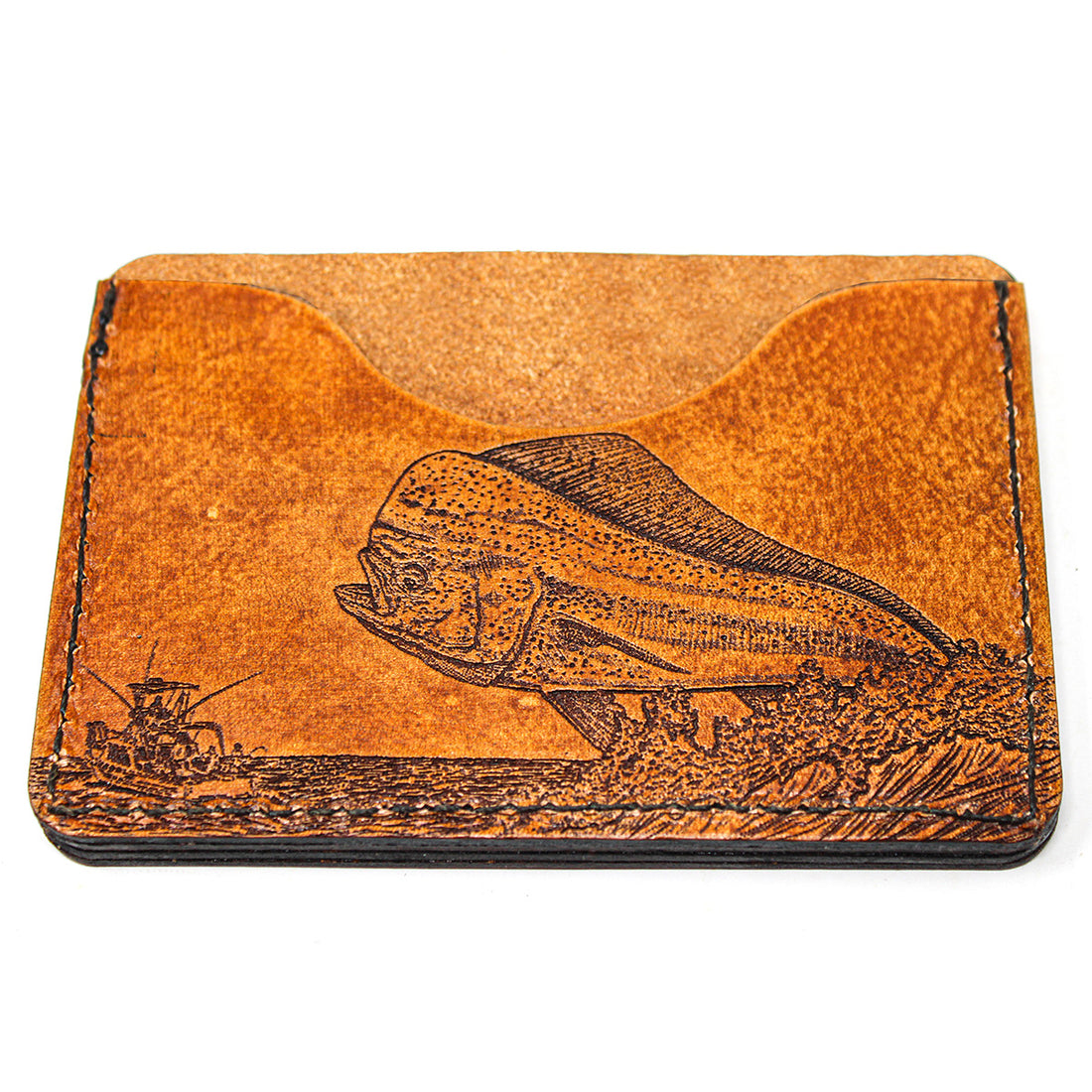 Handcrafted Mahi Story Leather Card Wallet - Made to Order in USA