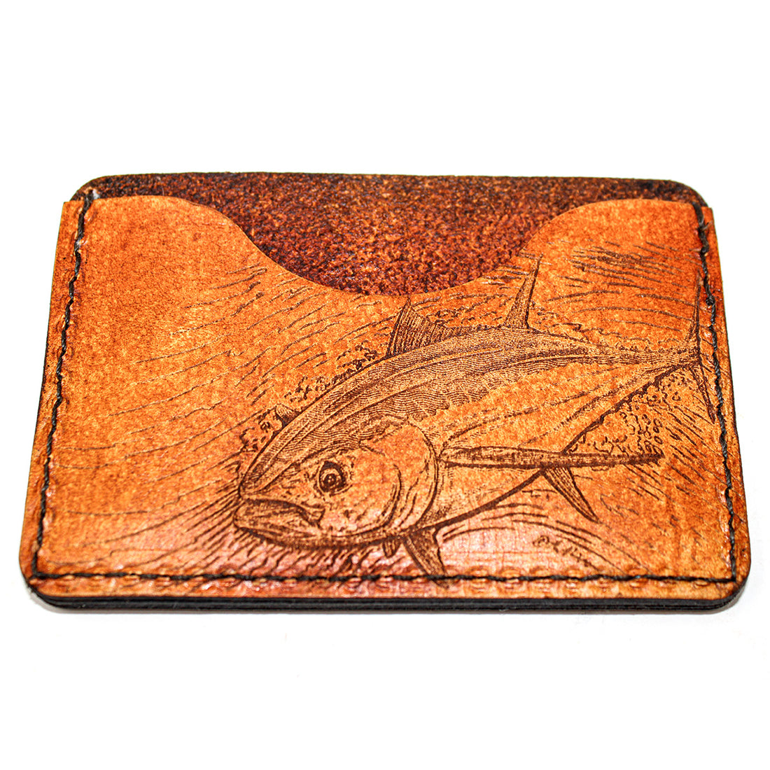 Handcrafted Yellowfin Tuna Leather Card Wallet - Made to Order in USA
