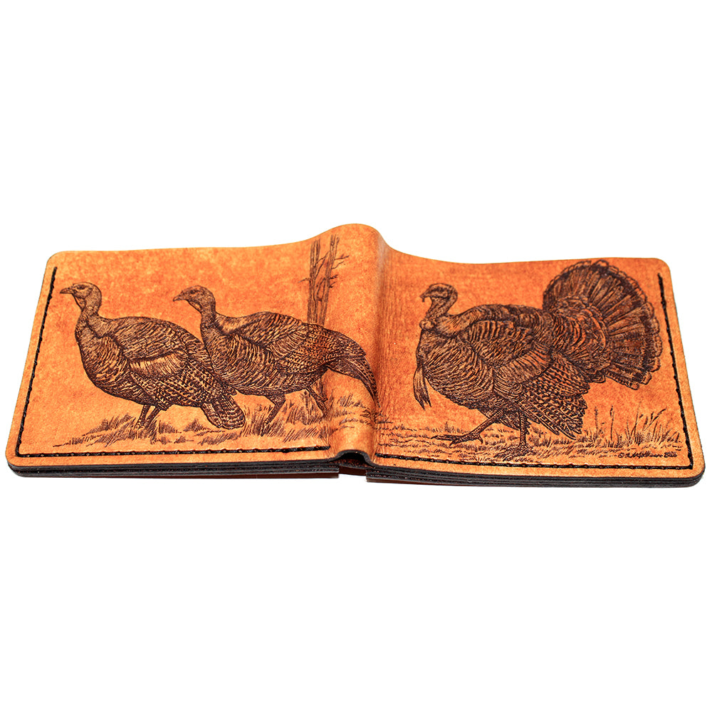 Handcrafted Turkey Path Leather Bill Fold Wallet - Made to Order in USA