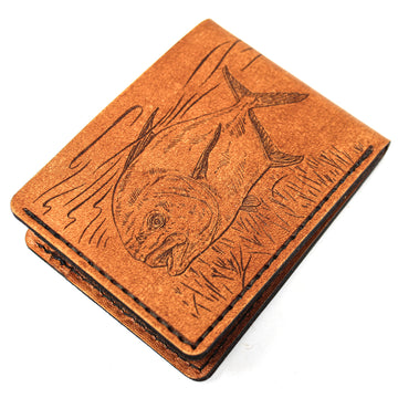 Leather Bill Fold Mens Wallet -  Permits in the shallows