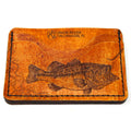 Leather card holder mens wallet with Largemouth Bass -  side 1