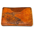 Leather card holder mens wallet with Largemouth Bass -  side 2