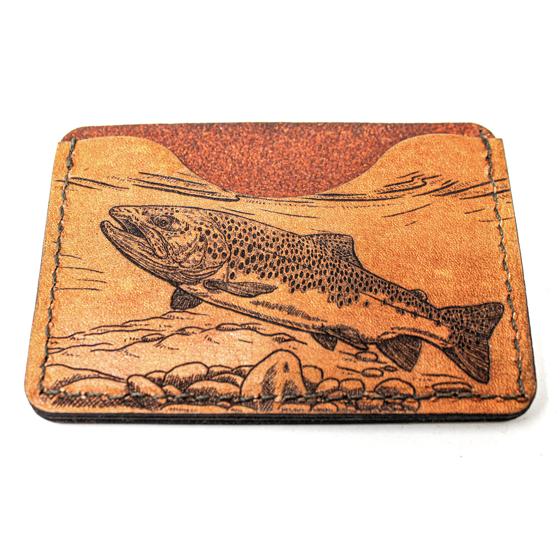 Leather Card Holder Mens Wallet -  Brown Trout