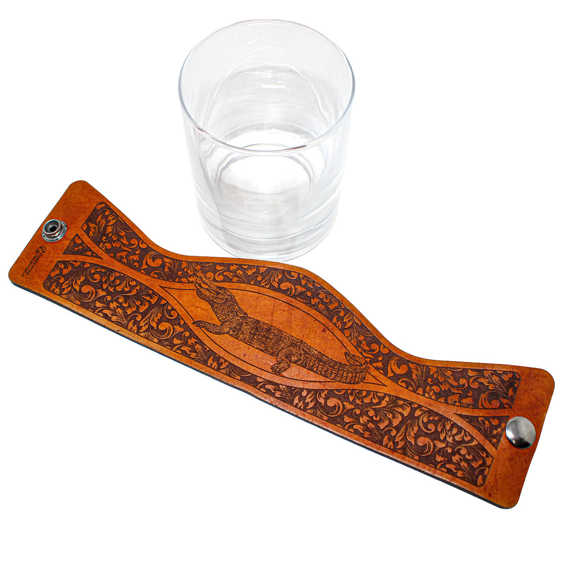 Handcrafted Leather Wrapped Whiskey Glass | Alligator