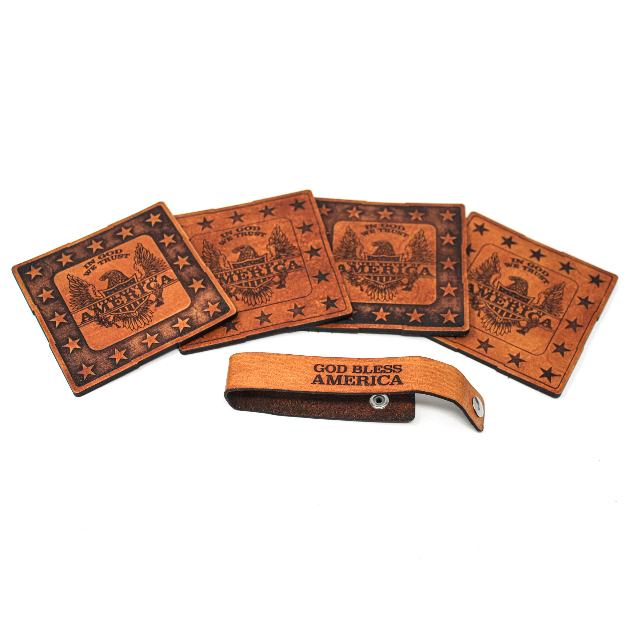 Coasters Set - Leather - IGWT American Eagle
