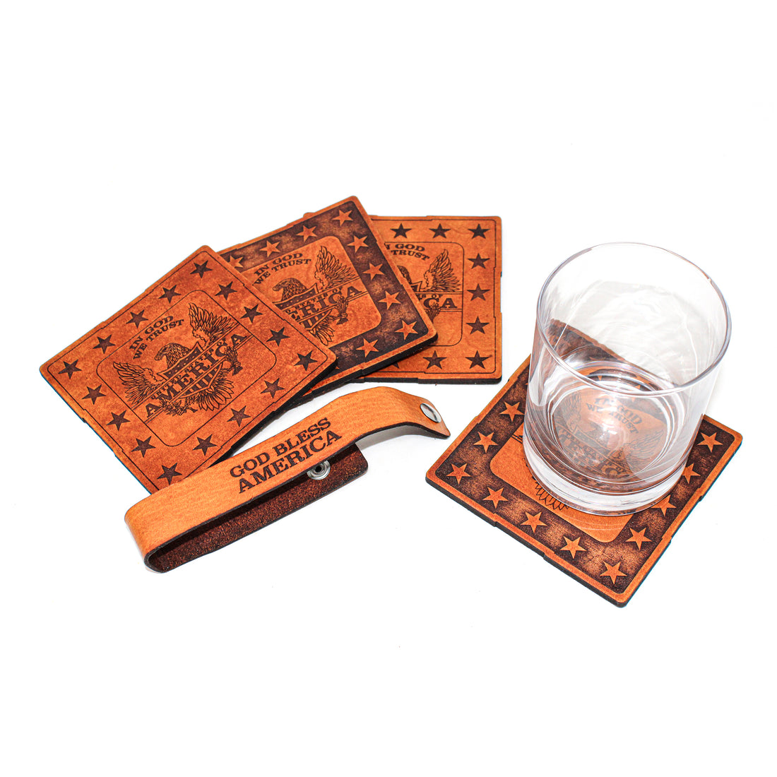 Coasters Set - Leather - IGWT American Eagle