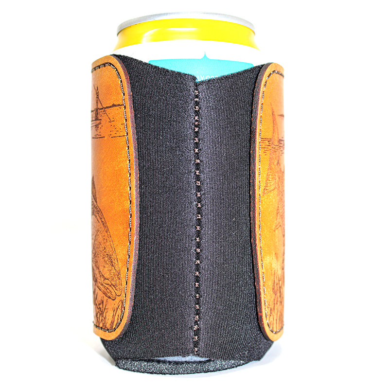 Handcrafted Leather Patch Drink Sleeve - Redfish