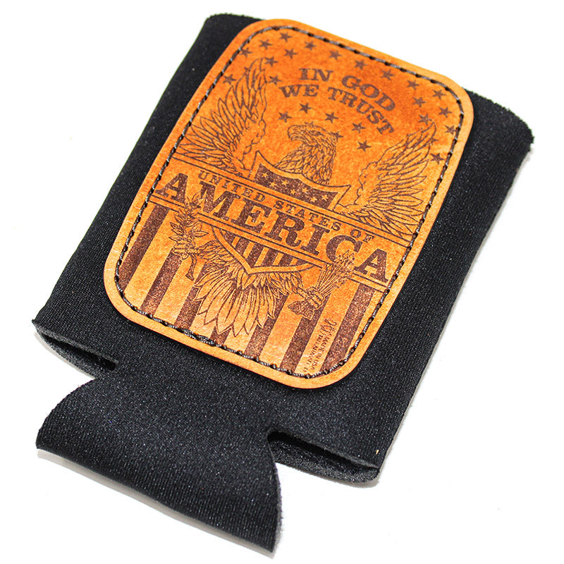 Funda para bebida con parche de cuero - American Made Eagle
