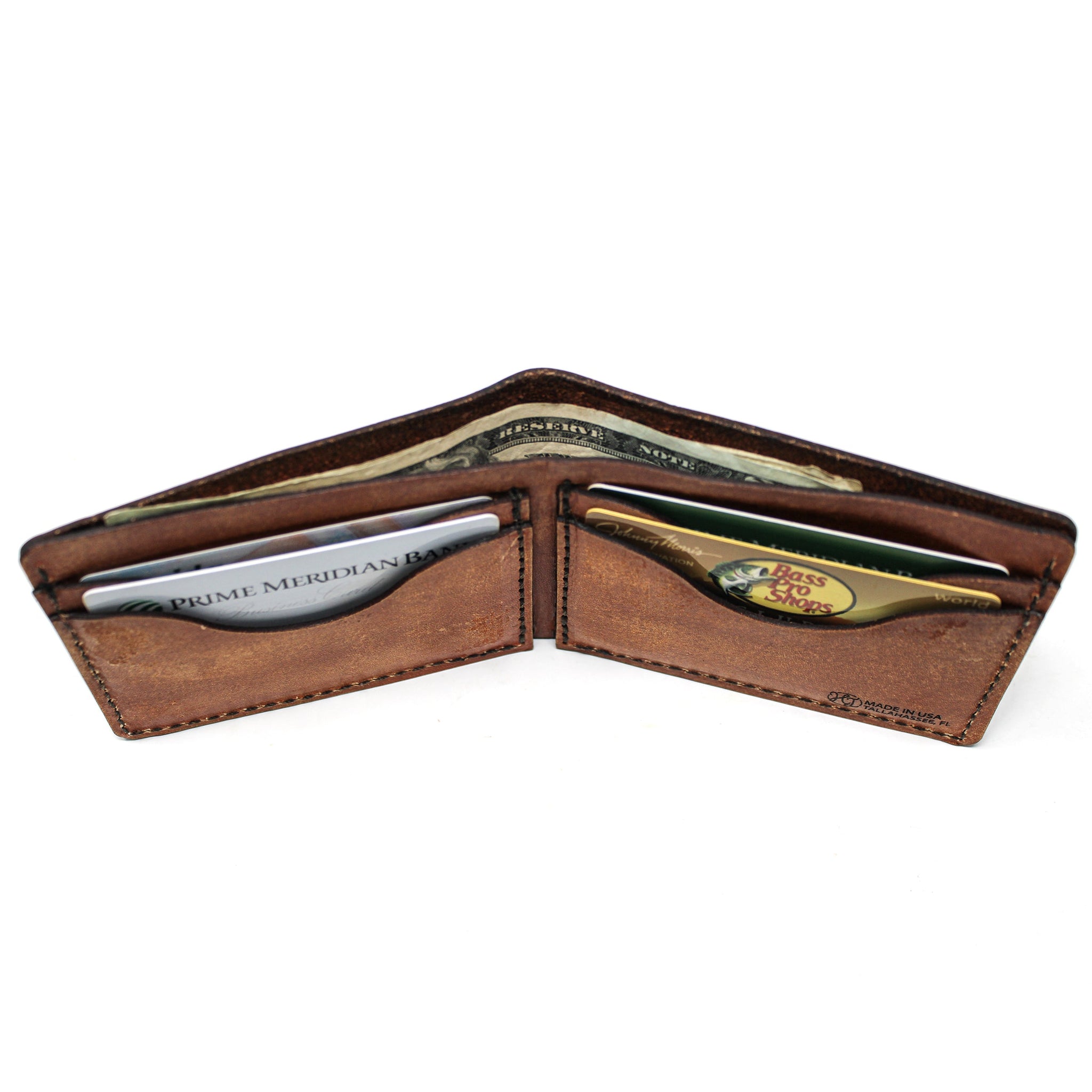 Leather Bill Fold Wallet -  Large Mouth Bass