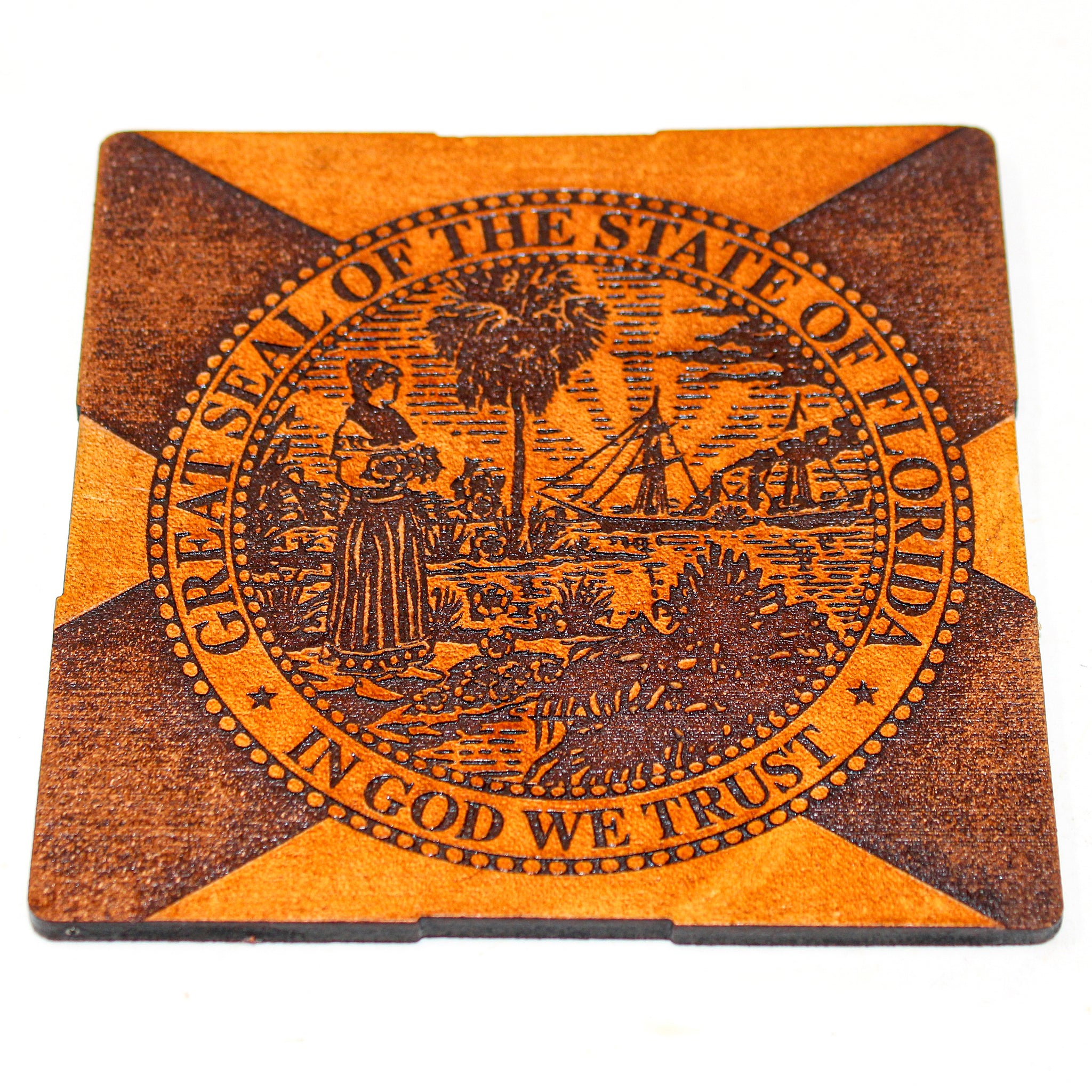 Coasters Set - Leather - Florida Flag