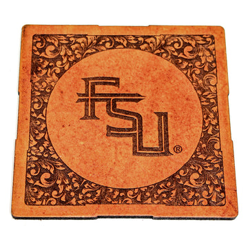 Handcrafted Leather Coaster - FSU