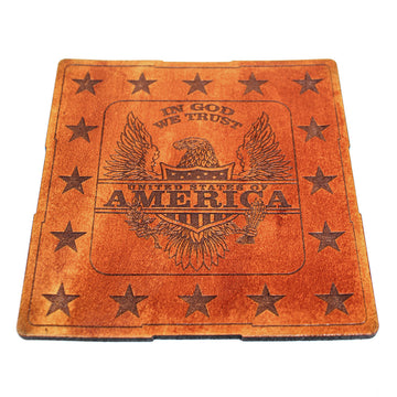 Handcrafted Leather Coasters - IGWT American Eagle Light Boarder