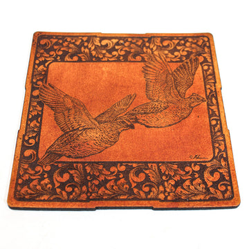Handcrafted Leather Coasters -Quail