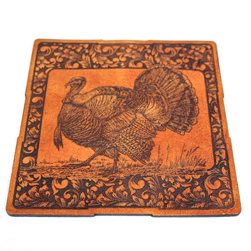 Handcrafted Leather Coasters -Turkey Strut