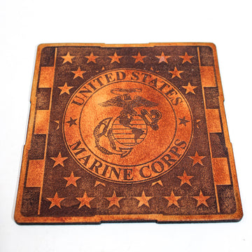 Handcrafted Leather Coasters - Marine Corps