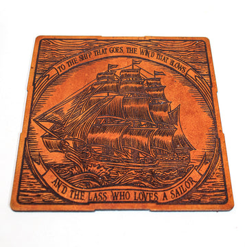 Handcrafted Leather Coasters - Pirate Ship