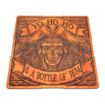 Handcrafted Leather Coasters - Pirate Skeleton