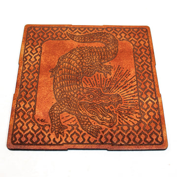 Handcrafted Leather Coasters - Gator Tattoo