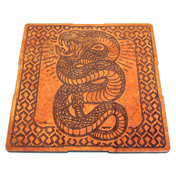 Handcrafted Leather Coasters - Snake Tattoo