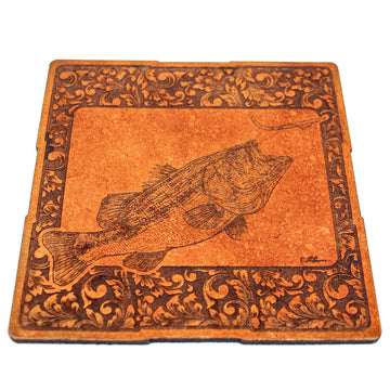 Handcrafted Leather Coasters - Bass Lurking