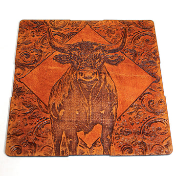 Handcrafted Leather Coasters -Western Big Bull