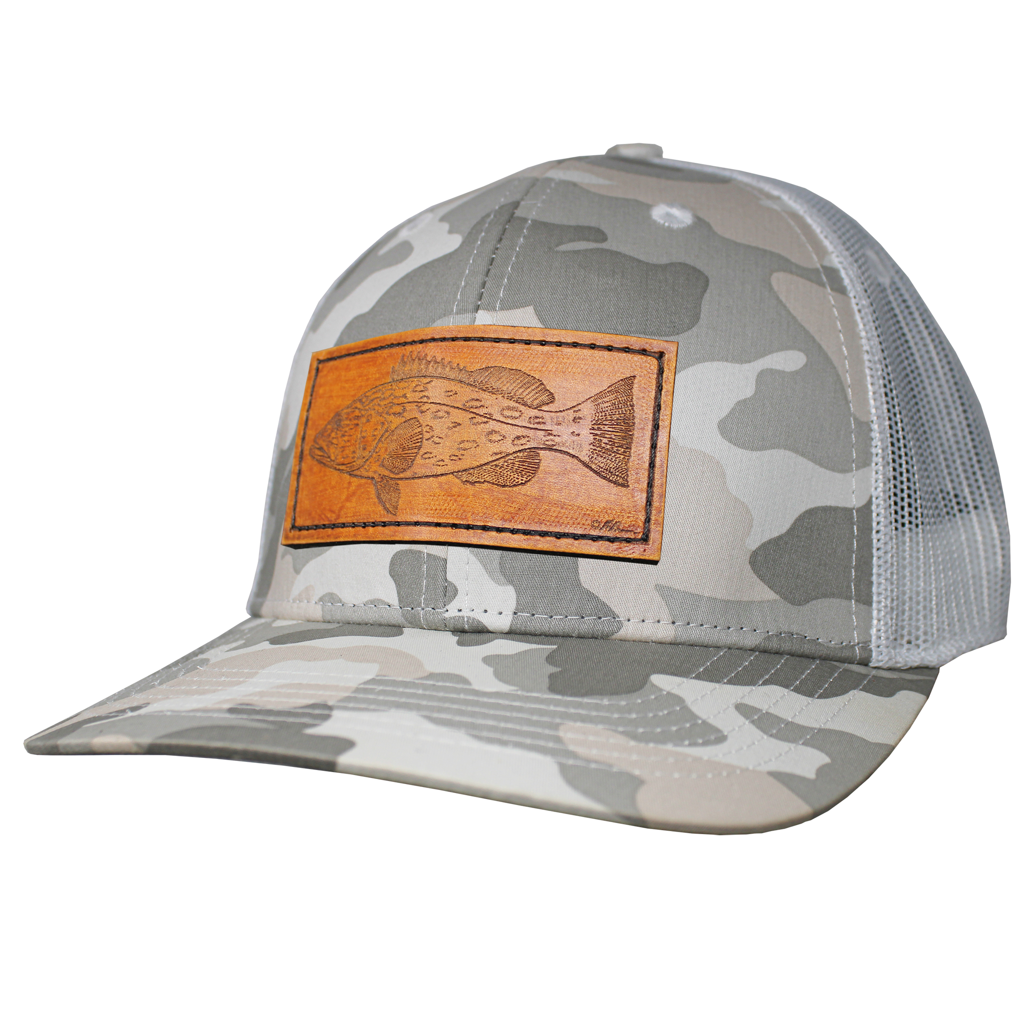 Snook Fishing Trucker Hat Genuine Leather Patch Hat, Fishing