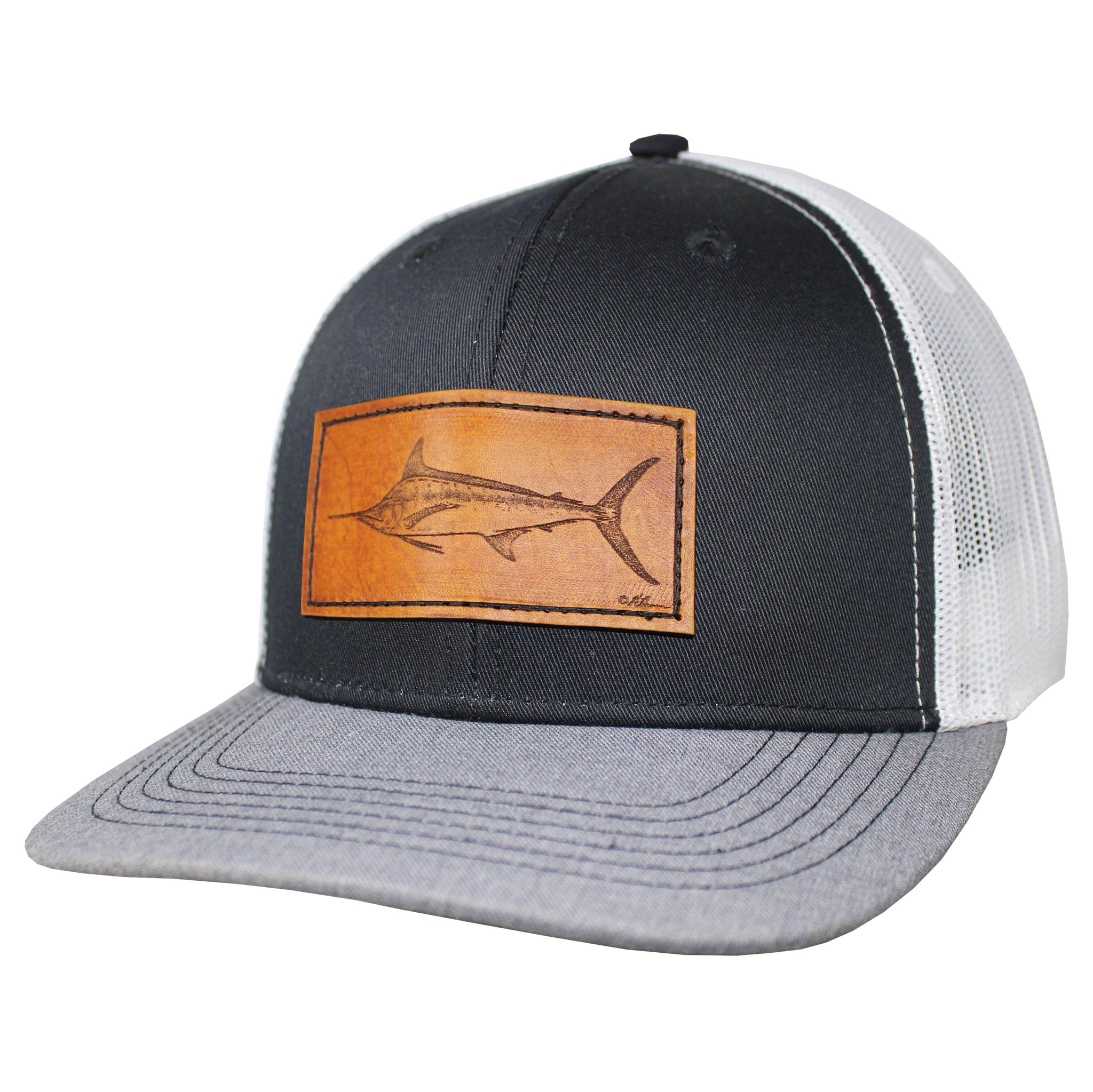 Trucker Performance Cap - Blue Marlin Leather Patch