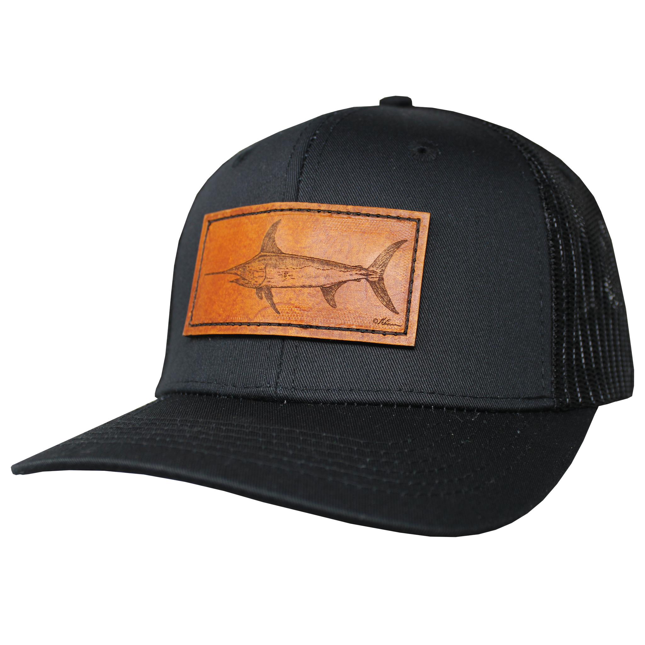 Trucker Performance Cap - Swordfish Leather Patch