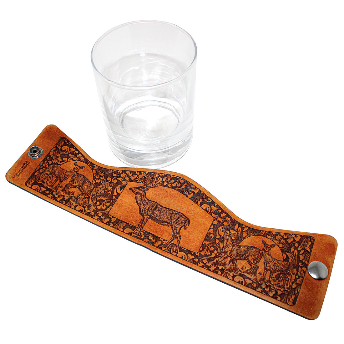 Handcrafted Leather Wrapped Whiskey Glass | Whitetail Deer