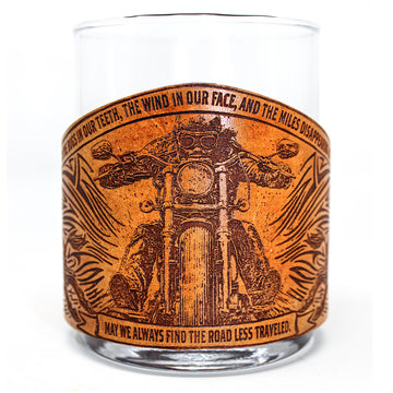 Envoltura de cuero para vaso de whisky - Jumping Lab Bird Dog Engraver glass