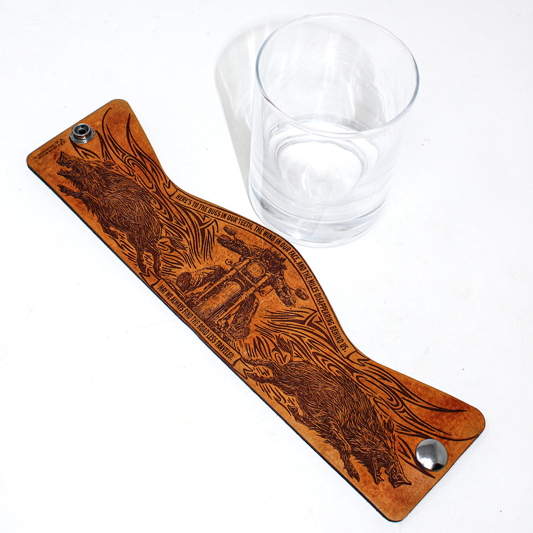 Handcrafted Leather Wrapped Whiskey Glass | Biker Hog Rider