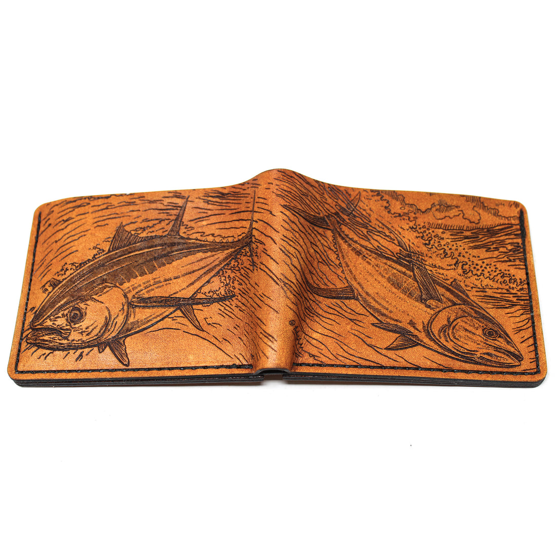 Leather Bill Fold / Bifold Mens Wallet -  YellowFin Tuna