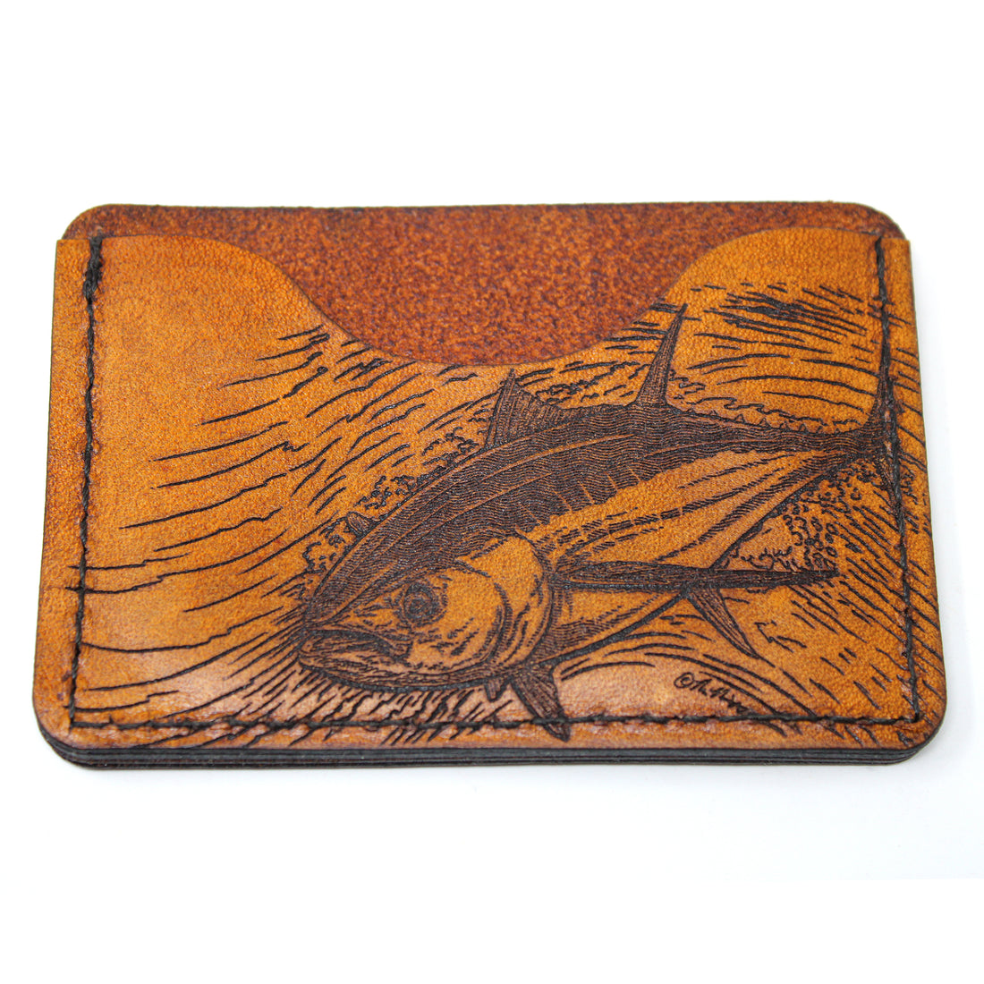 Leather Card Holder Mens Wallet -  Yellowfin Tuna