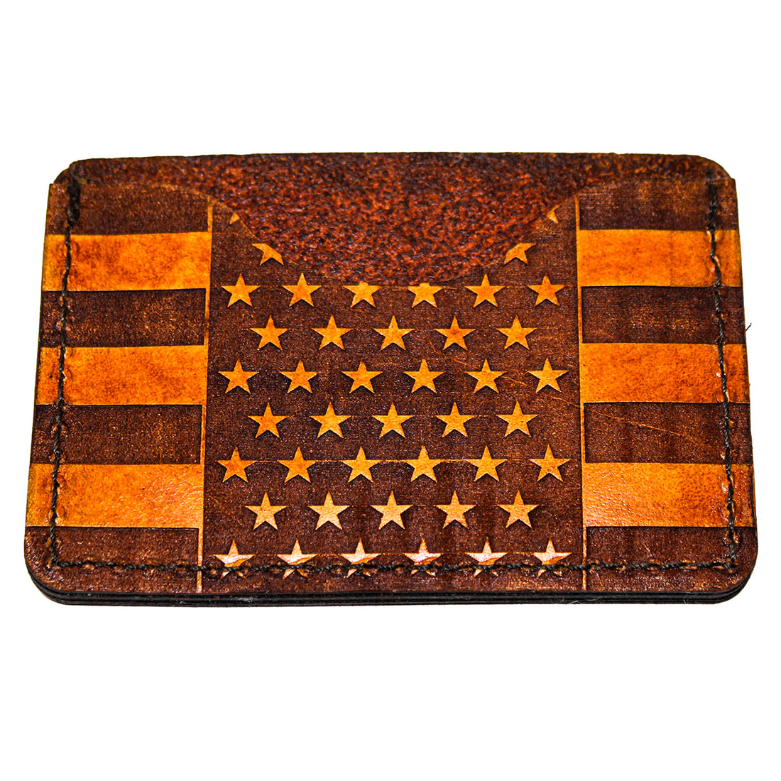 Handcrafted Leather Slim Card Holder Wallet - Stars and Stripes