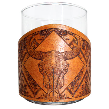 Envoltura de cuero para vaso de whisky - Jumping Lab Bird Dog Engraver glass