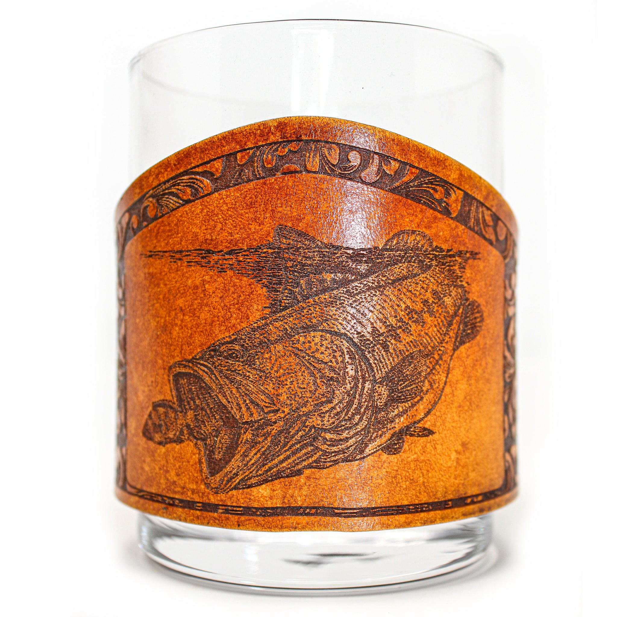 Whiskey Glass Leather Wrap - Bass Gulp