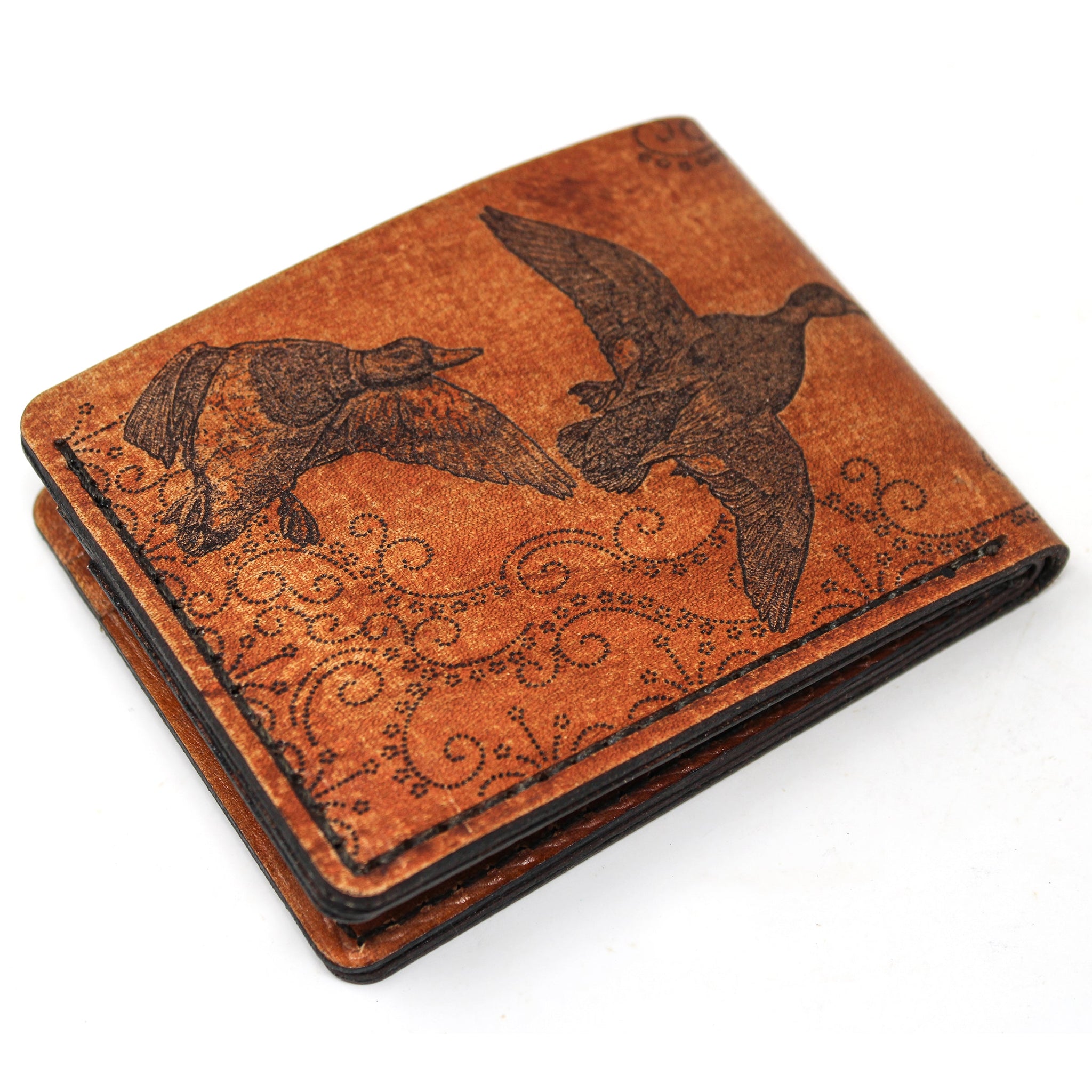 Leather Bill Fold Mens Wallet -  Mallard Retrieved