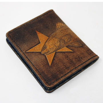 Leather Original Mens Wallet -  TX Flag Redfish