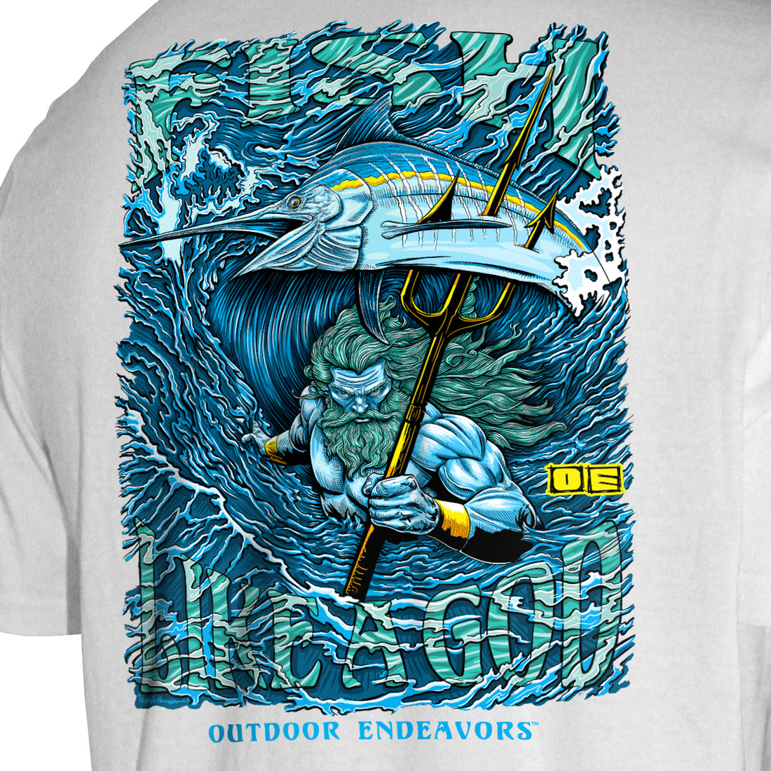 Outdoor Endeavors - American Made Back Graphic Tee - Fish Like a God - Poseidon