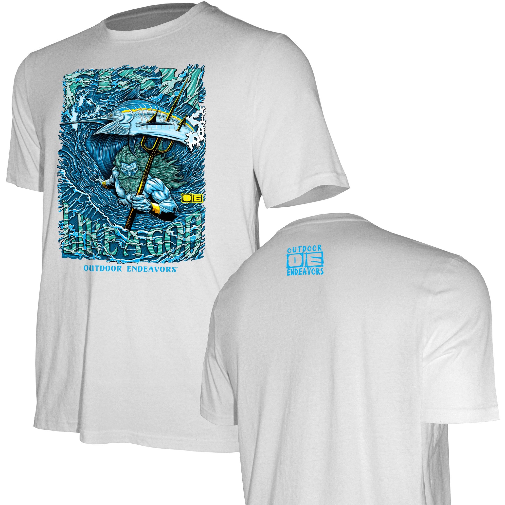 Outdoor Endeavors - American Made Front Graphic Tee - Fish Like a God - Poseidon